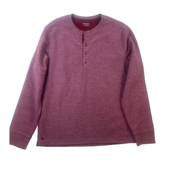 Untuckit Mens Henley Shirt Sz M Burgundy Long Sleeve 1/4 Button Casual Mens Top - Picture 1 of 12